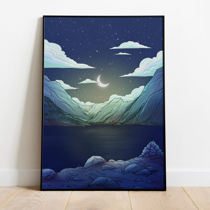 Moon Mountain - Original Illustration Poster Print