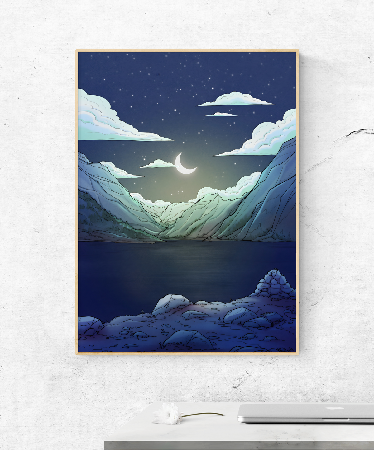 Moon Mountain - Original Illustration Poster Print
