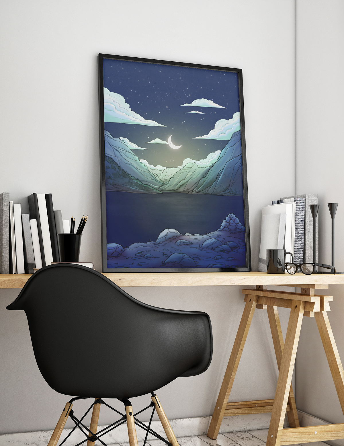 Moon Mountain - Original Illustration Poster Print