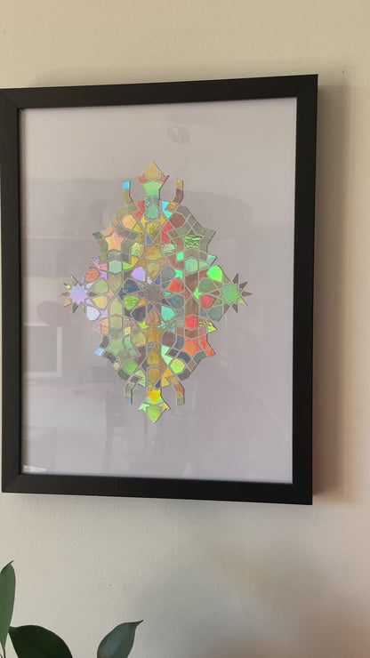 Nūr² – Holographic Light Board | 25 × 25 cm | Original Artwork
