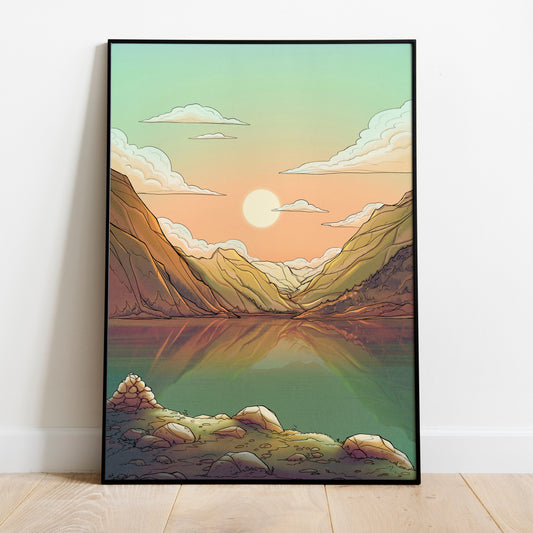 Sun Mountain - Original Illustration Poster Print